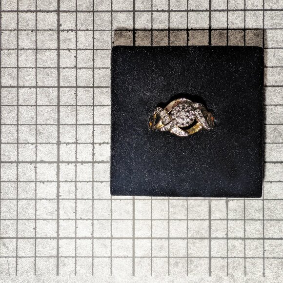 Morgan & Paige 14K Yellow Gold & Rhodium Plated CZ Eternity Ring Size 6 - Picture 10 of 10